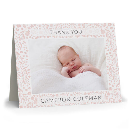 Floral Border Folded Photo Note Cards